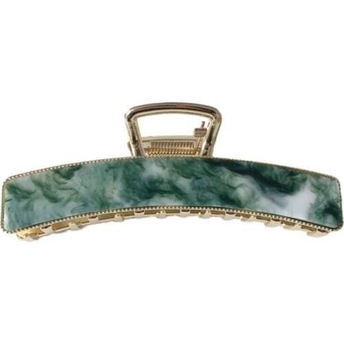 Korean Women Vintage Metal Hair Claw Clip Marble Stone Acetate Enamel Large Jaw Clamp Nonslip Ponytail Holder Barrettes