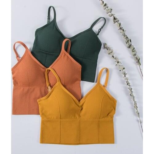 Women Tank Crop Top Seamless Underwear Crop Top Female U Back Short Tops Women Sexy Lingerie Sleeveless Padded Camisole