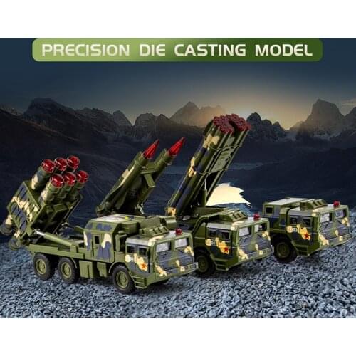 1/55 Scale Military Launch Missile Simulation Sound And Light Childrens Metal Pull Back Rocket Alloy Car Model Toy Ornaments