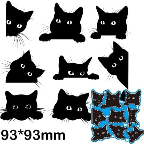 Metal Dies Nine Black Kittens New Stencils DIY Scrap booking Paper Cards Craft Making Craft Decoration 93*93mm