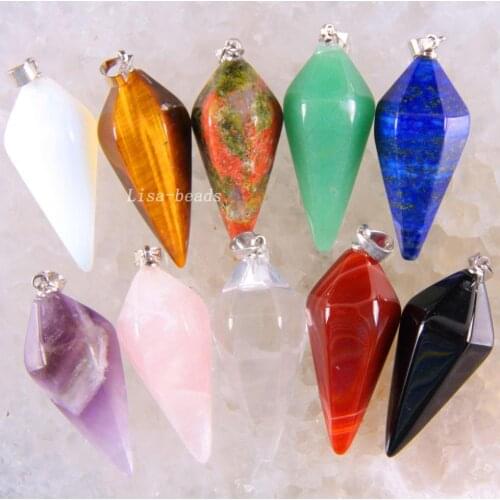 Fashion Jewelry Mixed Onyx Crystal Opal Howlite Lapis Lazuli Tigereye Unakite Pendant 1Pcs K1623-1632