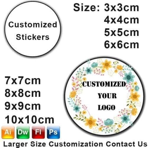 100PCS 3-10cm Custom LOGO Wedding Sticker Personalized Design Your Label Candy Gift Box Birthday Party Seal Sticker Self-adhesiv