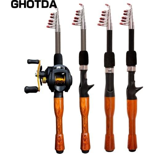 GHOTDA Complete Fishing Kit, Telescopic Fishing Rod Set, Fishing Reel, Left/Right Fishing Rod and Reel Combo Set