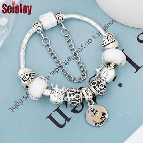SEILAOY Prince Princess Charm Bracelets For Women Men Boys Girl Original Sex Symbol Beaded Couple Bracelet Bangle Gifts