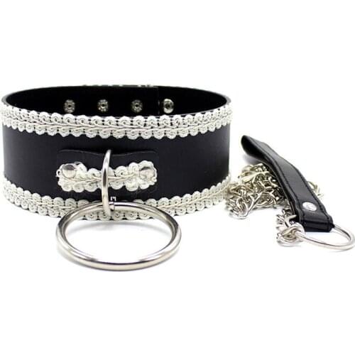 Sex Toys Bondage Leather Necklace Erotic Lace Edge Fetish Necklace Adult Games Flirt Sex Products for Women