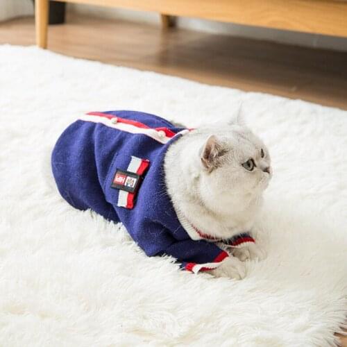 Cat Sweater Color Matching Fake Cardigan Blue Cat British Shorthair Hairless Cat Small Dog Spring Warm Two-Legged Pet Cat Clotes