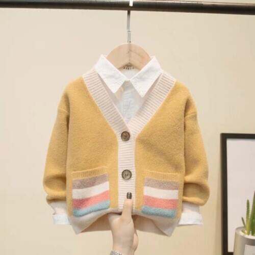 New 2020 Spring Autumn Baby Sweater Knitted Boys Toddler Solid Sweater Infant Single Breasted Cardigan Kids Casual Clothes W429