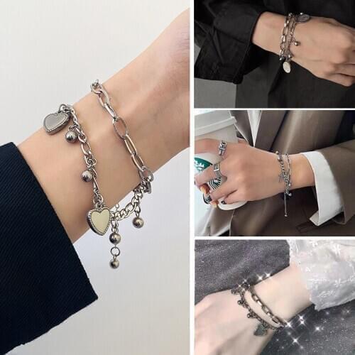 Punk Rock Silver Chain Bracelets & Bangles For Women Fashion Cross Tree Charm Bracelet Stainless Steel Men Jewelry Accessories