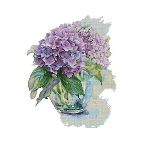 Hydrangea vase 2 Cross Stitch Set Cross-stitch Kit Embroidery Needlework Craft Packages Cotton Fabric Floss