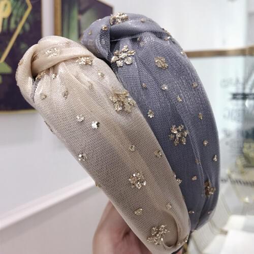 Knotted hair band floral mesh womens simple sweet hair accessories headband temperament fashion headband soft comfortable