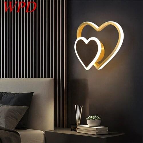WPD Nordic Wall Sconces Lamps Brass Contemporary Creative Love Shape LED Light Indoor For Home