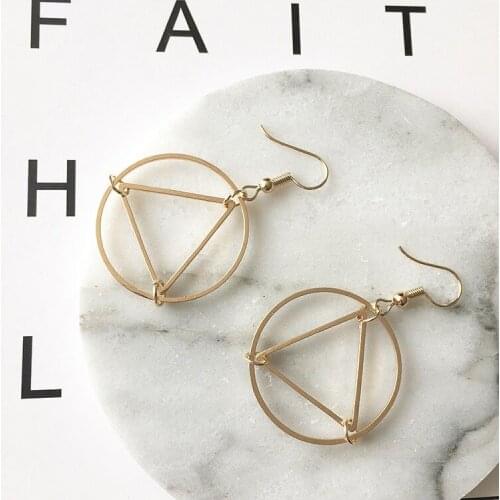 2020 hot new Simple Triangular Circle Geometric Earring Female Fashion Minimalist Hollow Earrings for wowem gorl