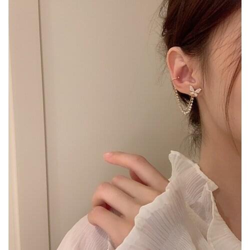 Woman Earrings Jewelry New Gold Chain Tassel Butterfly Ear Studs Fashion Female Temperament Goddess Accessories Women Earrings