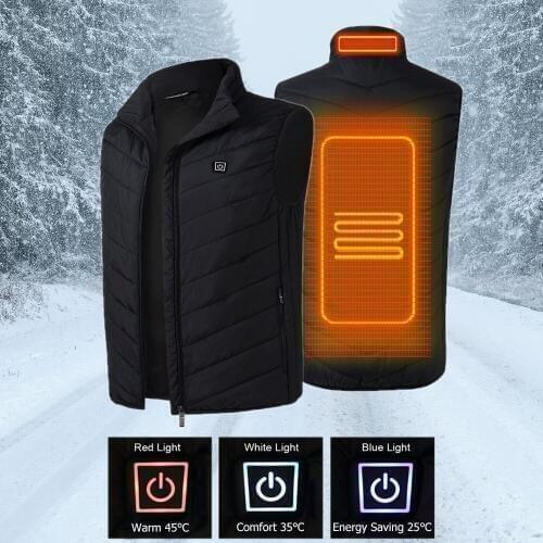 S-XXXXL Men Winter Heater Hunting Vest Outdoor USB Infrared Heating Vest Electric Thermal Clothing Coat For Climbing Hiking
