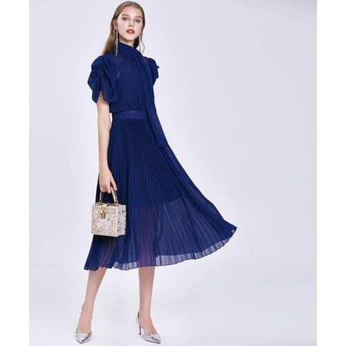 ZUOMAN Women Summer Elegant Chiffon Dress Festa High Quality Long Wedding Party Robe Femme Vintage Designer Pleated Vestidos