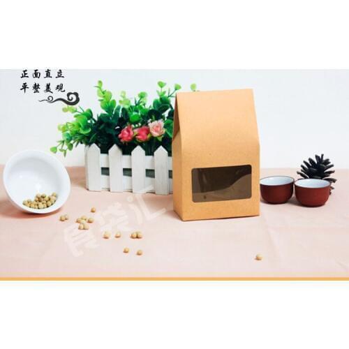 10*21.5*6cm Coffee Nuts Food Storage Brown Kraft Paper Package Box With Clear Window DIY Party Gift Craft Pack Bag Pouch DHL