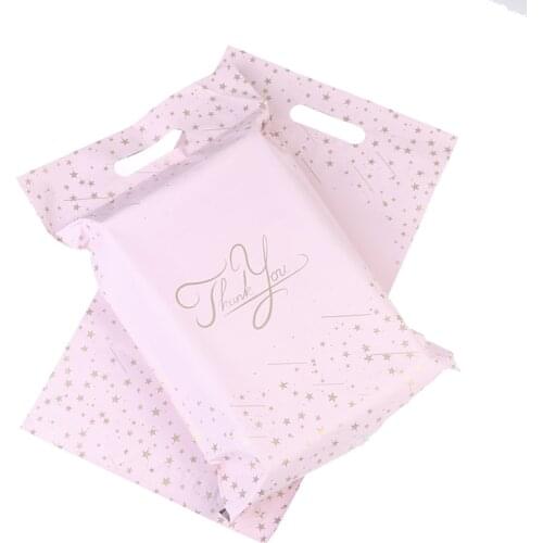 10Pcs 9.8x14.5 in Pink Thank You Mailer Adhesive Envelopes Bags Courier Shipping Portable Poly Mailer