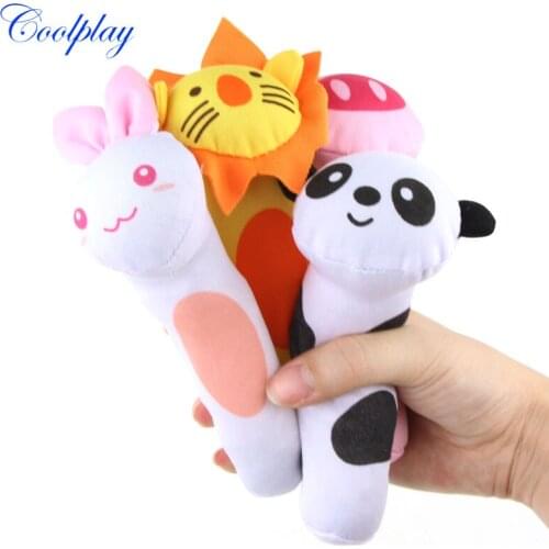 Coolplay 2PCS Animals Infant Baby Rattles Soft Plush Toys Kids Handing Shaking BB Sounder Ring bell Teether 0-12month Baby Toys