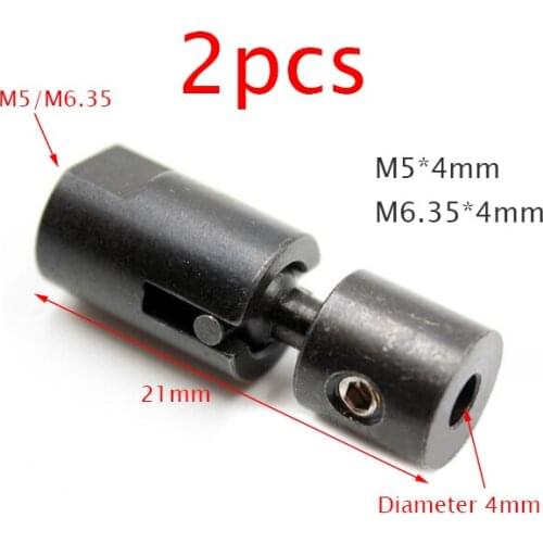 2 Pcs/lot Cardan Joint 4mm Shaft Universal Connector for RC Methanol Boat Model Engine M5*4mm M6.35*4mm Spare Part