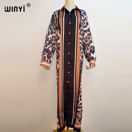 2021Fashion Women Long Sleeve Shirt Dress sunmer Printed OL Long Dresses Laides Turn-down Collar Loose Sundress Party Dresses
