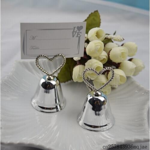300PCS Heart Shaped Bell Place Card Holders Phone Holder Nale Card Holder Clips Bridal Wedding Favors Party Gift