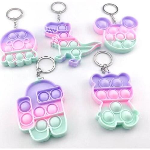 5pcs mini pops simple dimple keychain its push bubble anxiety sensory fidget toy anti stress relief for autism adhd children