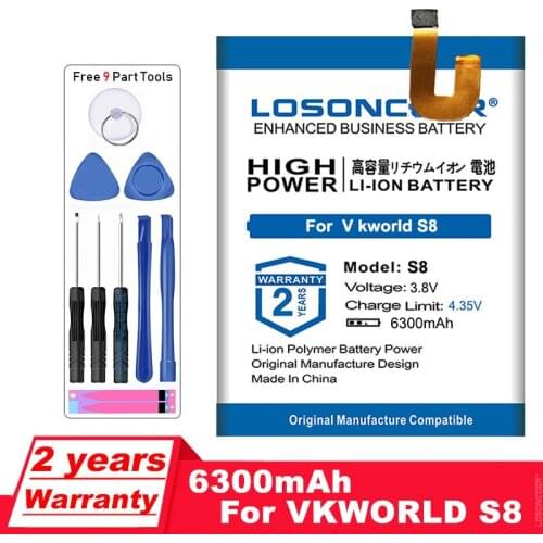 LOSONCOER 6300mAh S8 Replacement Battery For Vkworld S8 MTK6750T Smart Phone Batteries