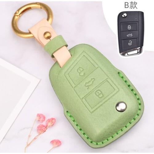 Leather Car key cover For Volkswagen VW Golf 7 Bora Jetta POLO GOLF Passat Touran Ibiza Leon Octavia full protect case shell