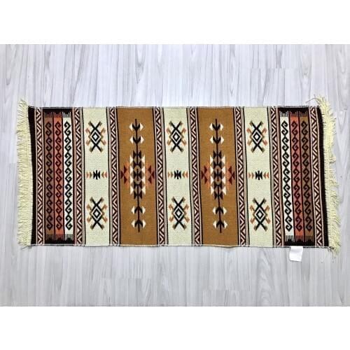 Çift Taraflı Serme Kilim 60 x 120 cm Kahverengi Krem