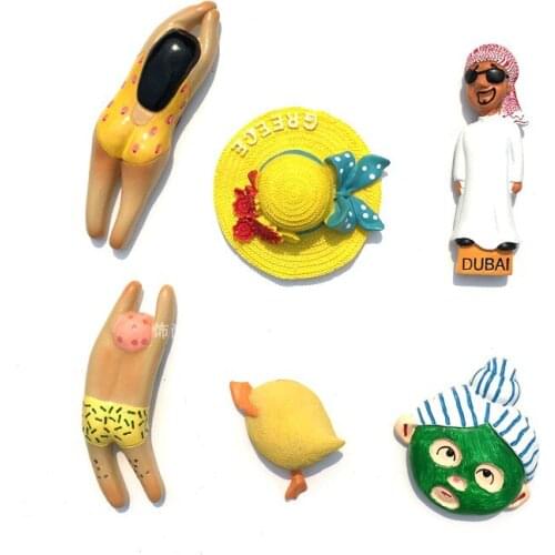Dubai Arab Emirates Mask Girl Little Yellow Duck Resin Fridge Magnet