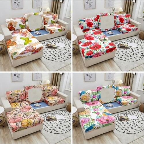 Elastic Sofa Seat Cushion Cover Furniture Protector Multi-Sizes Butterfly Printed Living Room Corner Sofa Seat Cushion Cover