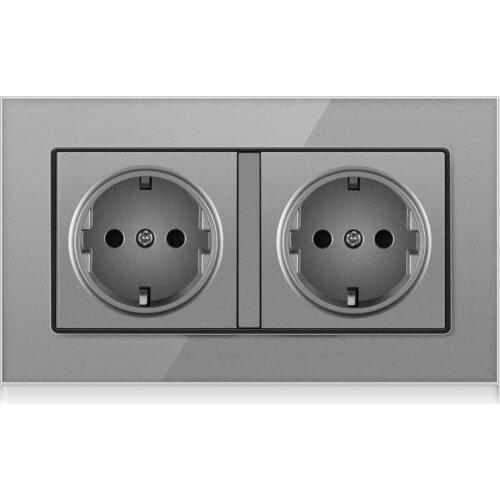 FRON 146*86 German Standard Crystal Tempered Glass Usb 5V 2100mA Enchufe Wall Power Socket Prise Outlet Sockets 250V 16A