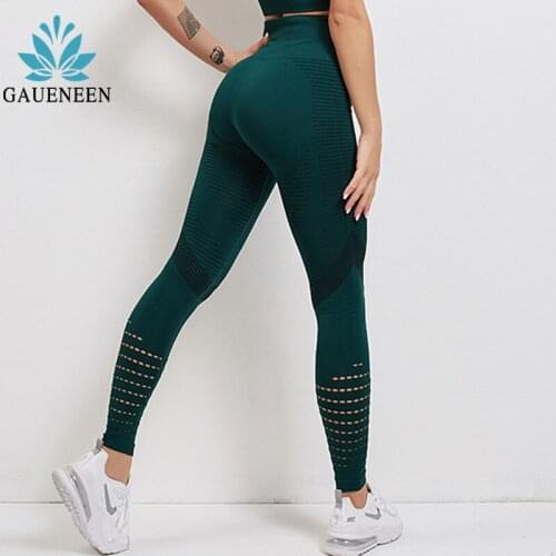GAUENEEN Hollow Out Yoga Pants Women Sportswear Push Up Leggins Sport Tights Running Gym High Waist Leggings for Fitness