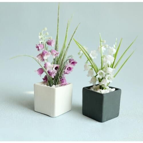 Bellflower Design Miniature Dollhouse Model Home Windowsill Photo Prop Decor Dollhouse Decoration Accessorie Plant Pot Diy Craft