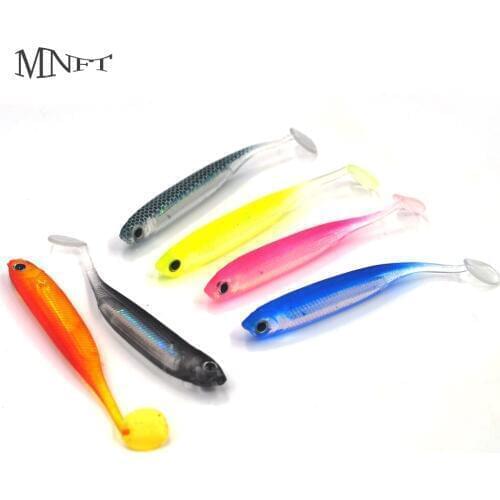 MNFT 12Pcs 3D Eye Silicone Fishing Lure 70mm/2.1g Swimbaits T Tail Rainbow Fish Floating Bionic Silicone Soft Baits