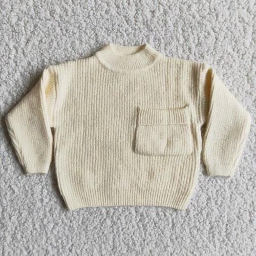 Fashion Kids Girl Sweater Tricots Turtleneck Pullover Baby Winter Tops Solid Cream Color Sweaters Autumn Girl Warm Sweater Pull