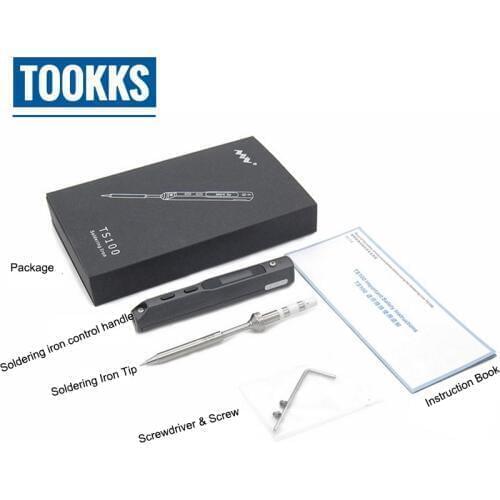 New TS100 65W Mini Portable Programmable Electric Soldering Iron Digital LCD Display Welding Iron with BC2 Soldering Iron Tip