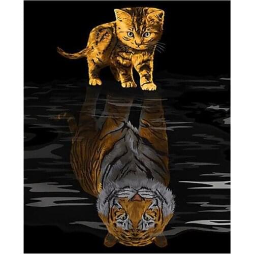 Cat Reflection Tiger Patches for Clothing Badge Heat transfer printing Strange things Diy Patch Clothes Stickers Christmas Gifts