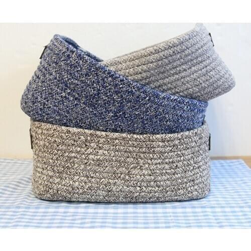 2018 NEW thick cotton material desktop storage baskets soft and comfortable boxes cosmetic storage box with leather handles