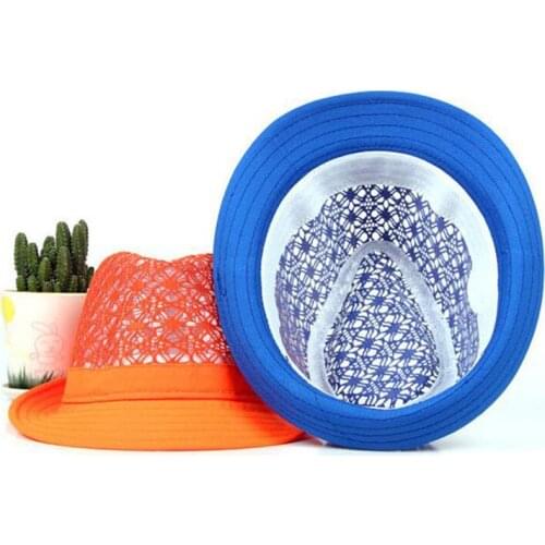 New 2021 Summer Men Women Beach Sun Hats Candy Color For Party Packable Breathable Hollow Out Sun Beach Hat Cuban Trilby