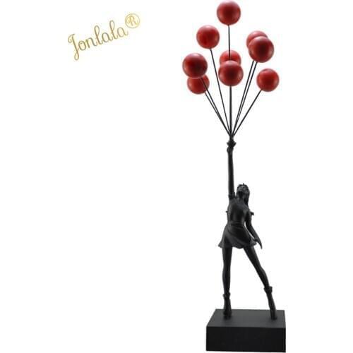 New Luxurious Balloon Girl Statues Banksy Flying Balloons Girl Art Sculpture Resin Craft Home Decoration Christmas Gift 57cm