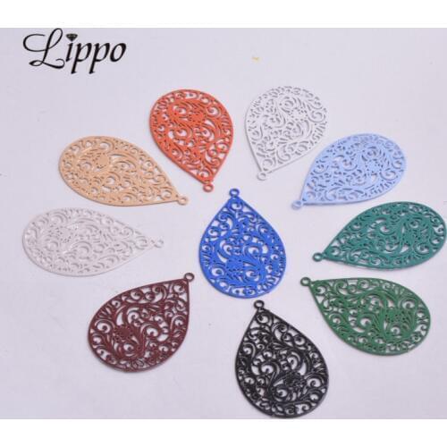 50pcs AC6450 Painted Brass Water Drop Charms Fit Earrings Handmake DIY Accessory