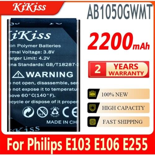 Original KiKiss 2200mAh AB1050CWMC AB1050GWMT Battery for Philips X116 X125 X126 X128 Cell Phone AB1050FWMX Batterie