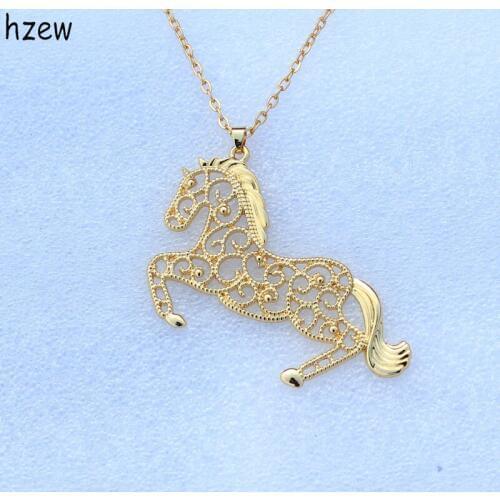 Hzew big 7cm*4.5cm cute horse Horse pendant necklace run horse necklace gift