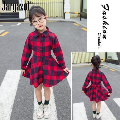 Baby Girls Dress Long Sleeve Fashion Plaid Kids Clothing for Children Clothing Cotton Spring Dress Children Outfits New Brand