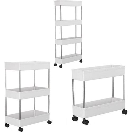 2/3/4 Tier Rolling Utility Cart Storage Shelves with Roller Wheels Organizer Shelf for Kitchen Bathroom Office