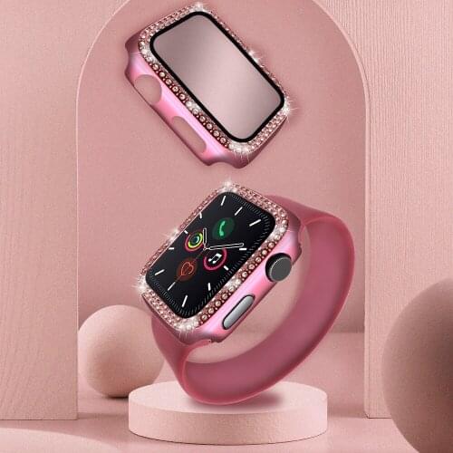 All Inclusive Double Diamond Bumper Protective Case For Apple Watch Series 6 SE 5 4 3 2 1 38MM 42MM Cover For Iwatch Accessories
