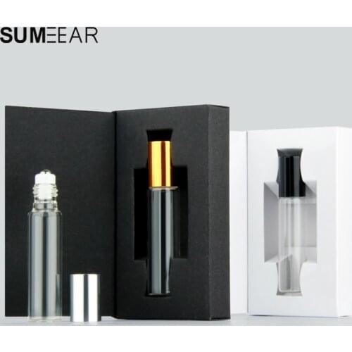 50Pieces/Lot 10ml Roll On Essential Oil Vial Mini Perfume Bottle Packing box Empty Perfume Sample Bottle Glass For Gift