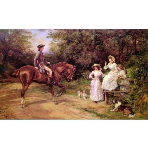 Hand painted oil painting Heywood Hardy A Meeting By The Stile Landscapes Paintings canvas for Home decor
