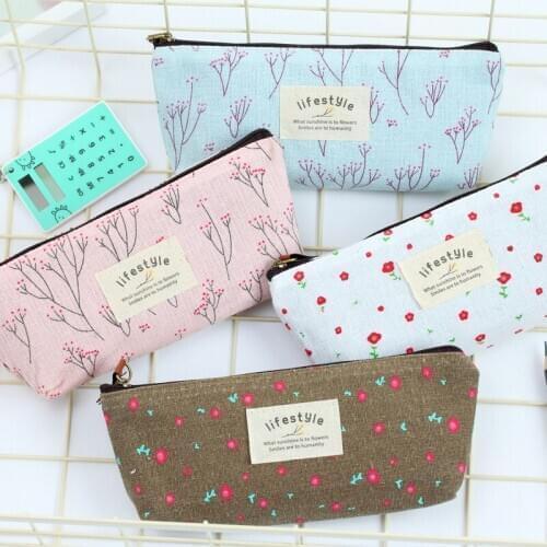 School supplies cartoon creative pencil case with stationery box floral small fresh pencil case